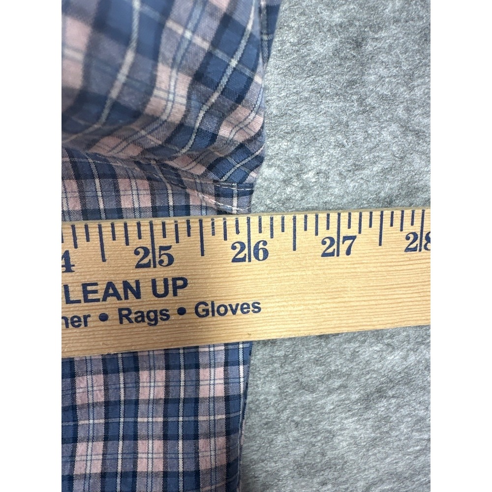 George Mens XL Classic Fit Button-Down Shirt Blue/Pink Plaid Wrinkle Resistant - Picture 6 of 8